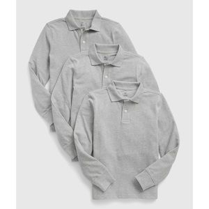GAP • 3-Pack Heather Grey Long Sleeve Uniform Polo Shirts, XL